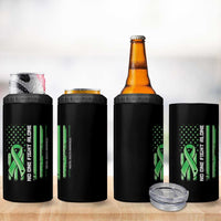 Mental Health Awareness 4 in 1 Can Cooler Tumbler No One Fights Alone America Flag Green Ribbon