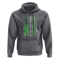 Mental Health Awareness Hoodie No One Fights Alone America Flag Green Ribbon - Wonder Print Shop