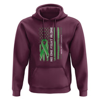 Mental Health Awareness Hoodie No One Fights Alone America Flag Green Ribbon - Wonder Print Shop