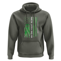 Mental Health Awareness Hoodie No One Fights Alone America Flag Green Ribbon - Wonder Print Shop