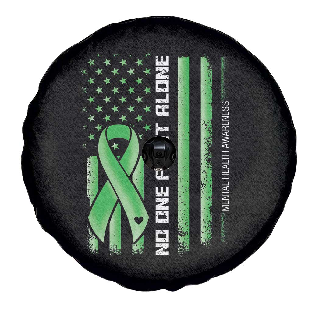 Mental Health Awareness Spare Tire Cover No One Fights Alone America Flag Green Ribbon