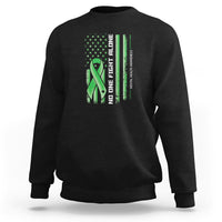 Mental Health Awareness Sweatshirt No One Fights Alone America Flag Green Ribbon - Wonder Print Shop