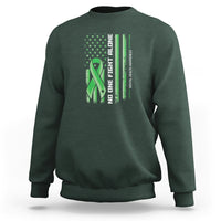 Mental Health Awareness Sweatshirt No One Fights Alone America Flag Green Ribbon - Wonder Print Shop