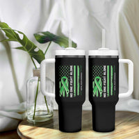Mental Health Awareness Tumbler With Handle No One Fights Alone America Flag Green Ribbon
