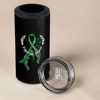 Mental Health Awareness 4 in 1 Can Cooler Tumbler Fight The Stigma Butterfly Green Ribbon