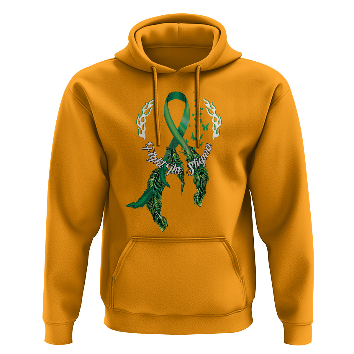 Mental Health Awareness Hoodie Fight The Stigma Butterfly Green Ribbon - Wonder Print Shop