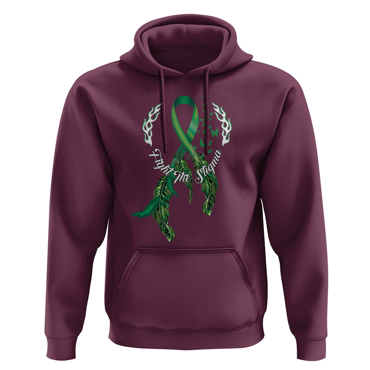 Mental Health Awareness Hoodie Fight The Stigma Butterfly Green Ribbon - Wonder Print Shop