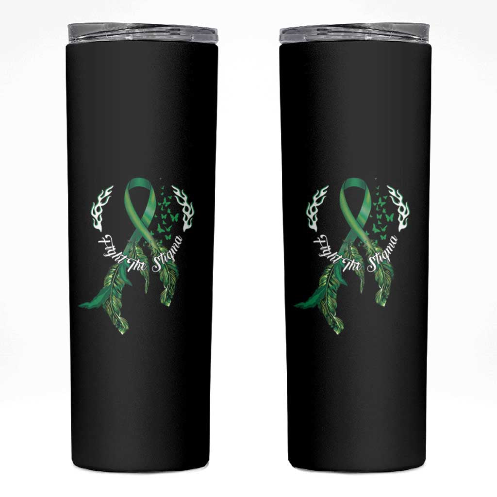 Mental Health Awareness Skinny Tumbler Fight The Stigma Butterfly Green Ribbon