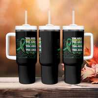 Mental Health Awareness Tumbler With Handle You Are Worthy Loved Needed Enough Green Ribbon