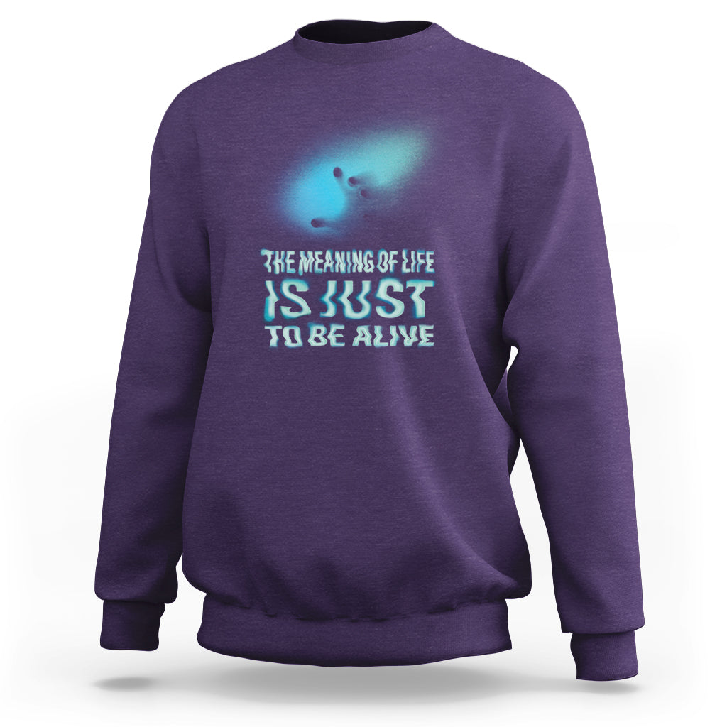 Motivational Mental Health Sweatshirt The Meaning Of Life Is Just To Be Alive Aesthetic - Wonder Print Shop