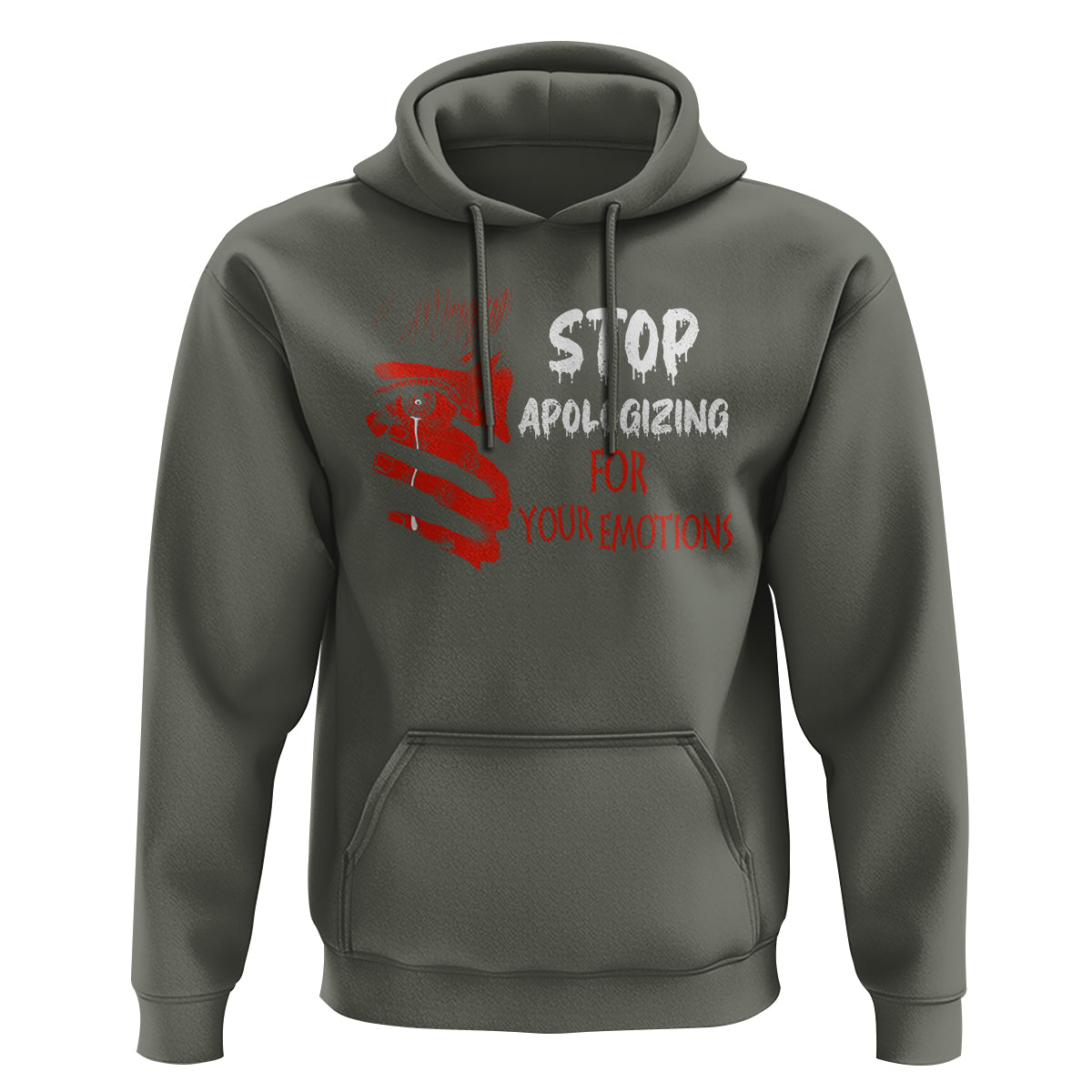 Motivational Mental Health Hoodie Stop Apologizing For Your Emotions Cry Sadness Girl - Wonder Print Shop