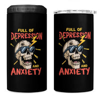 Mental Health Awareness 4 in 1 Can Cooler Tumbler Full Of Depression And Anxiety Skull
