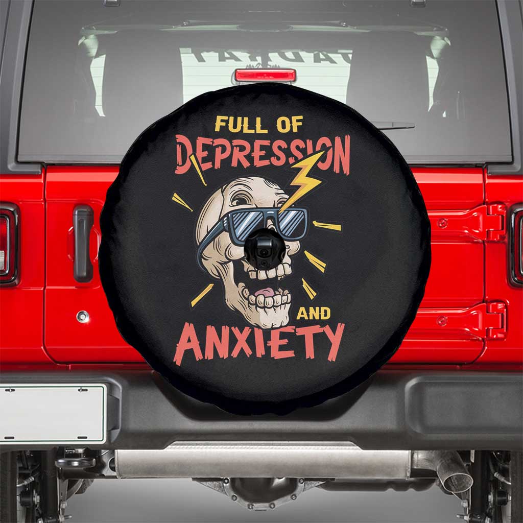 Mental Health Awareness Spare Tire Cover Full Of Depression And Anxiety Skull