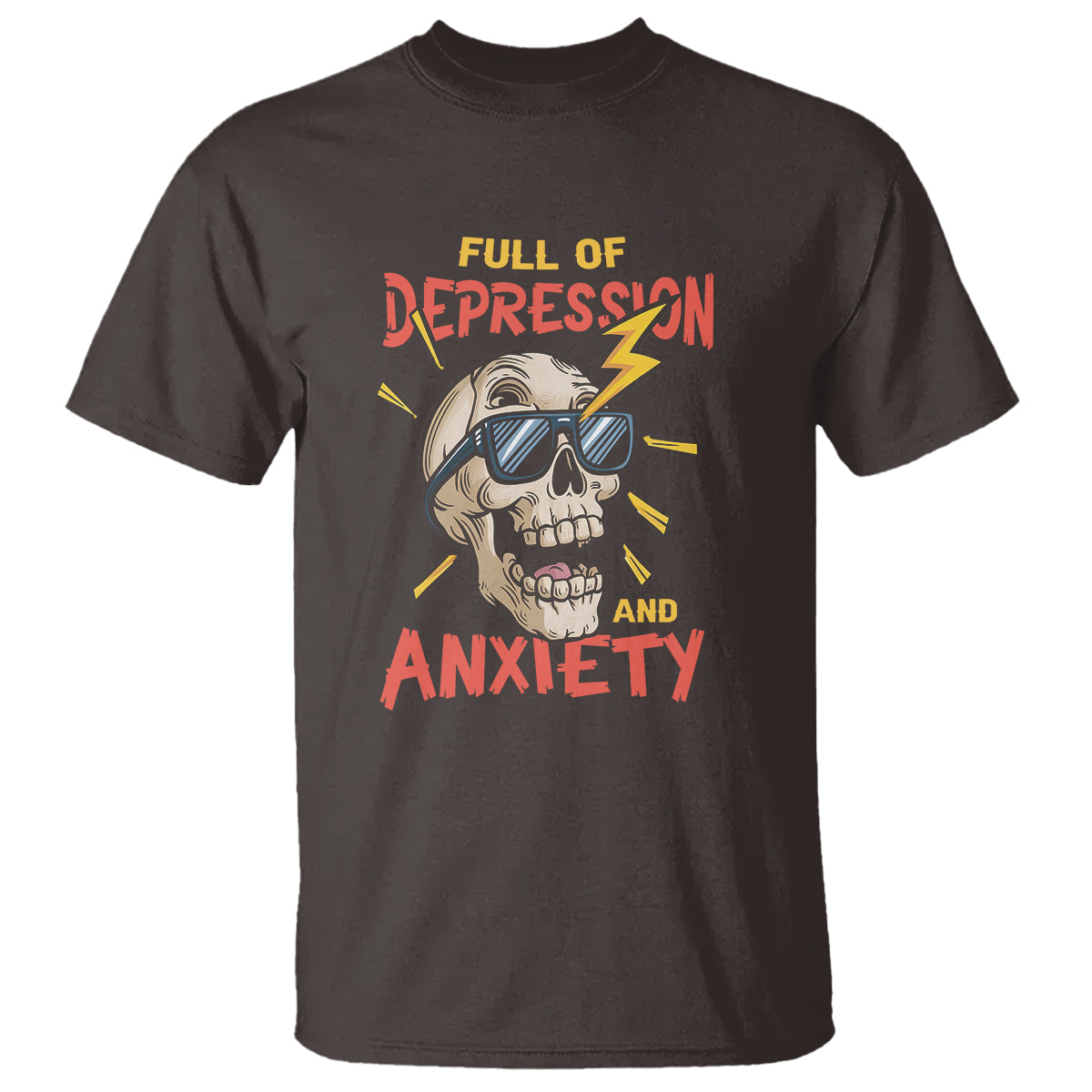 Mental Health Awareness T Shirt Full Of Depression And Anxiety Skull - Wonder Print Shop