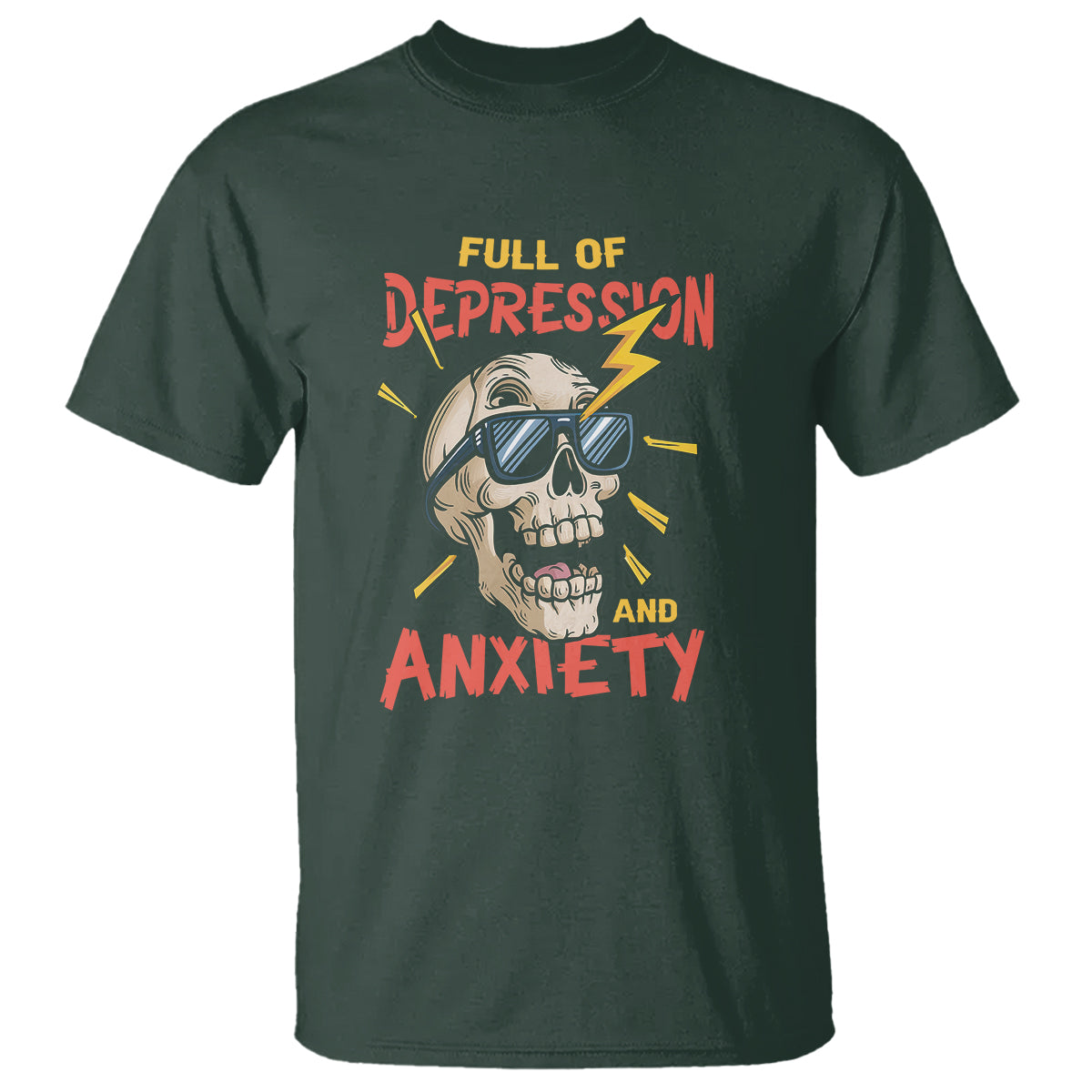 Mental Health Awareness T Shirt Full Of Depression And Anxiety Skull - Wonder Print Shop