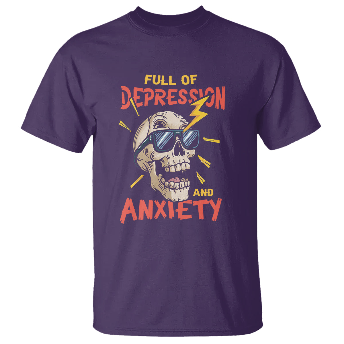 Mental Health Awareness T Shirt Full Of Depression And Anxiety Skull - Wonder Print Shop