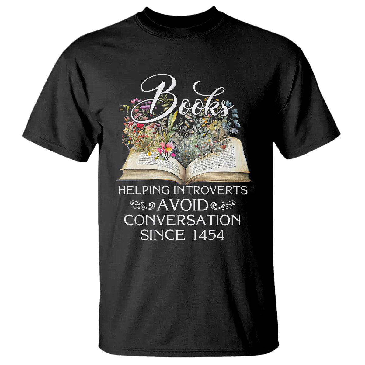 Introvert Book Lover T Shirt Books Helping Introverts Avoid Conversation - Wonder Print Shop