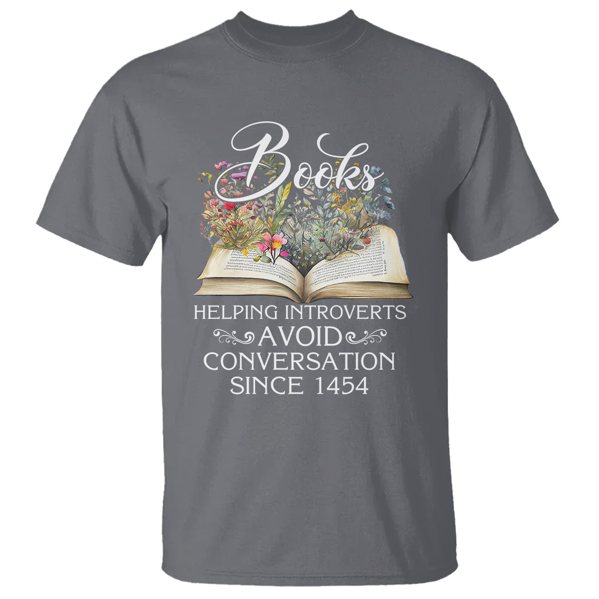 Introvert Book Lover T Shirt Books Helping Introverts Avoid Conversation - Wonder Print Shop
