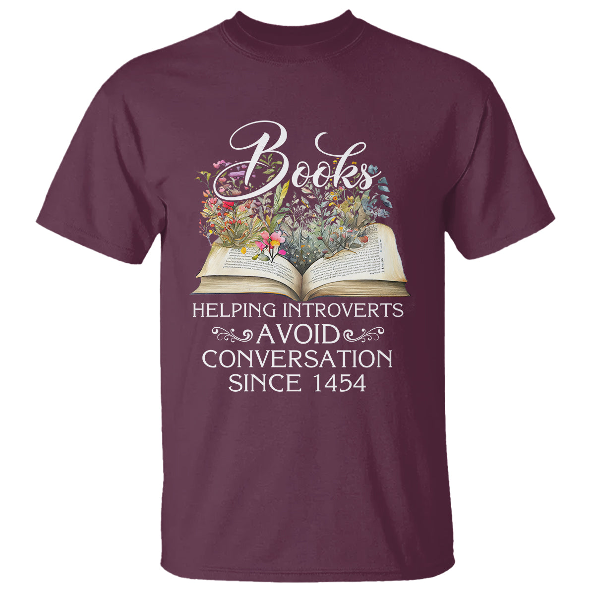 Introvert Book Lover T Shirt Books Helping Introverts Avoid Conversation - Wonder Print Shop