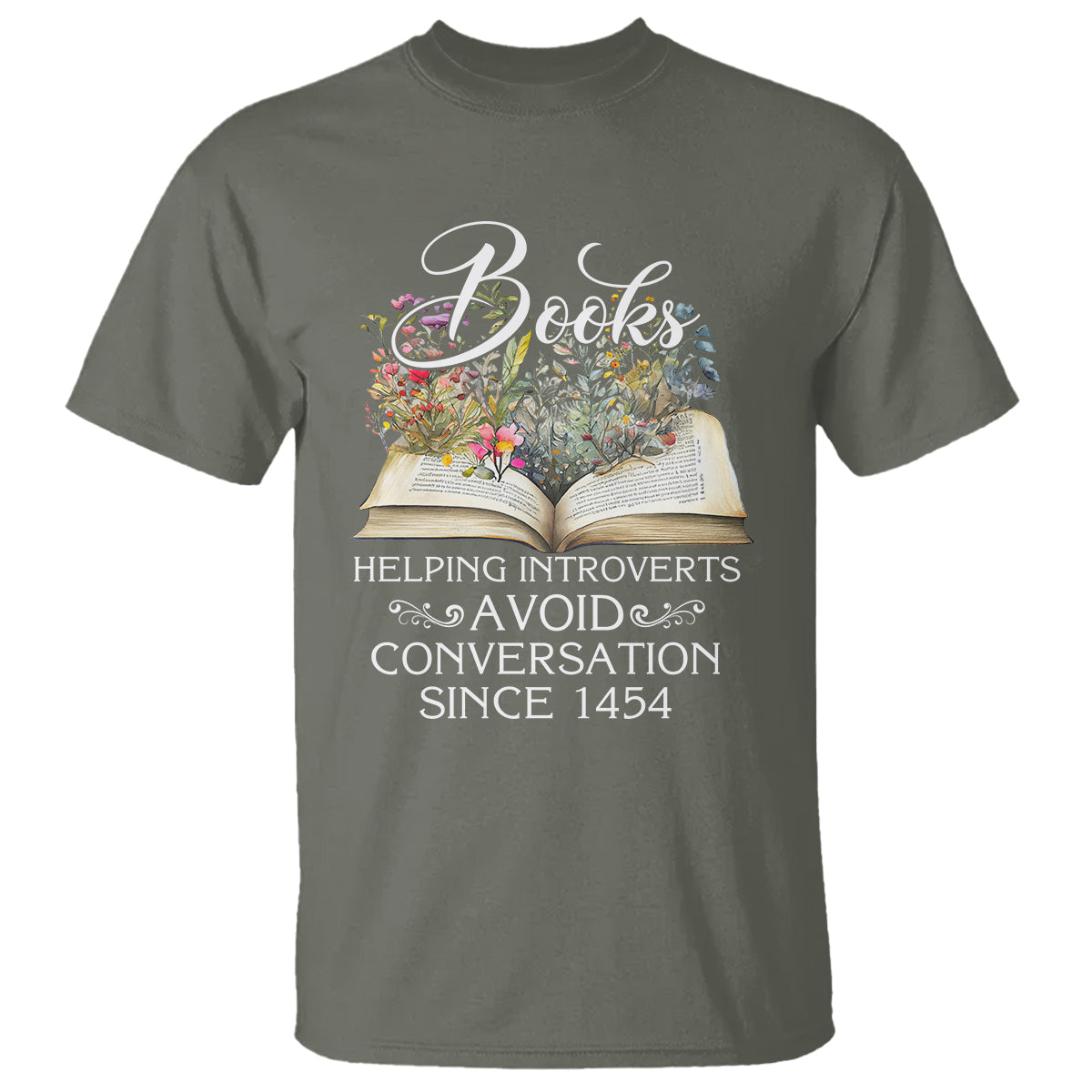 Introvert Book Lover T Shirt Books Helping Introverts Avoid Conversation - Wonder Print Shop