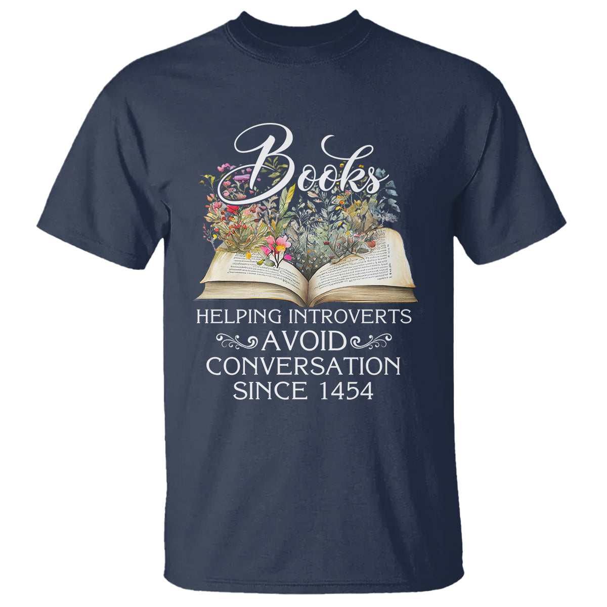 Introvert Book Lover T Shirt Books Helping Introverts Avoid Conversation - Wonder Print Shop