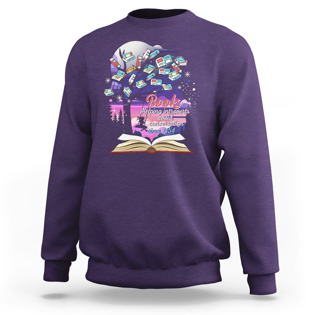 Introvert Book Lover Sweatshirt Books Helping Introverts Avoid Conversation - Wonder Print Shop