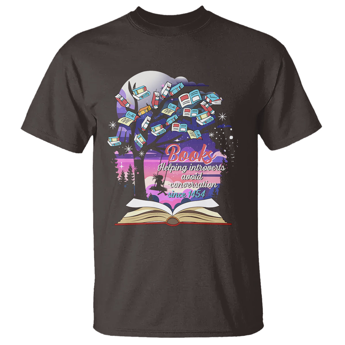 Introvert Book Lover T Shirt Books Helping Introverts Avoid Conversation - Wonder Print Shop