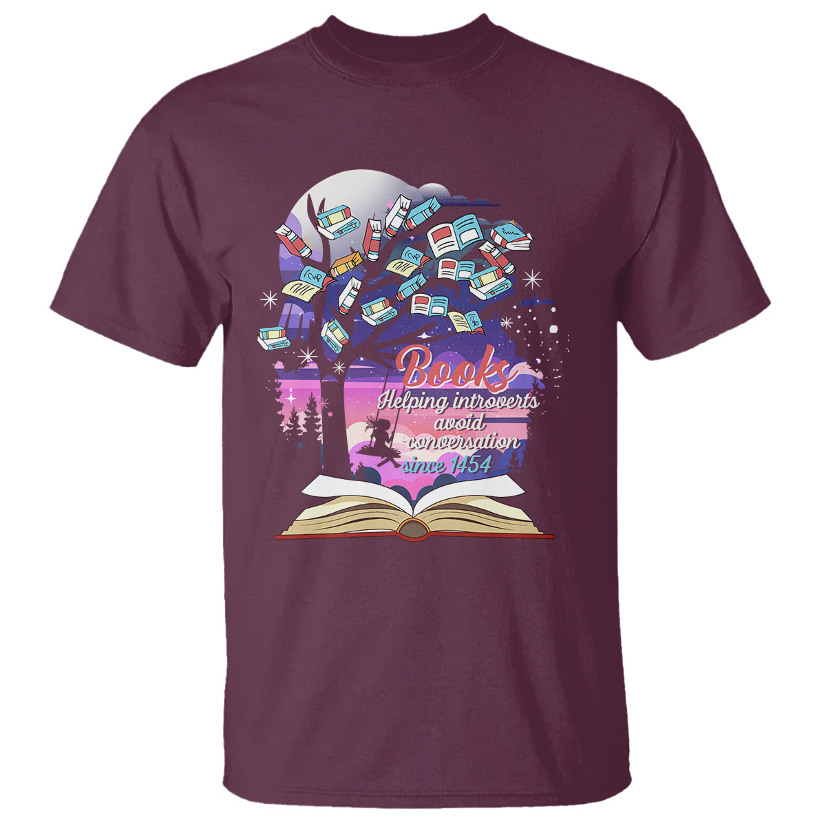 Introvert Book Lover T Shirt Books Helping Introverts Avoid Conversation - Wonder Print Shop