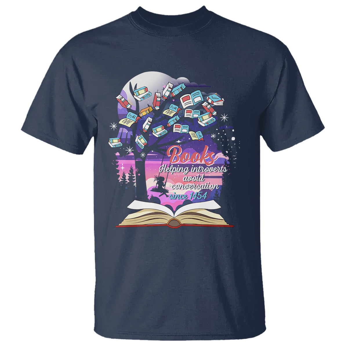 Introvert Book Lover T Shirt Books Helping Introverts Avoid Conversation - Wonder Print Shop