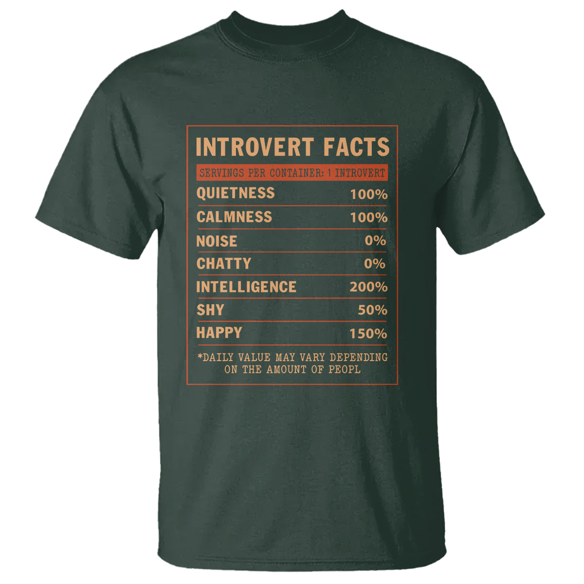 Introvert Facts T Shirt 100% Quietness Calmness Intelligence Happy - Wonder Print Shop