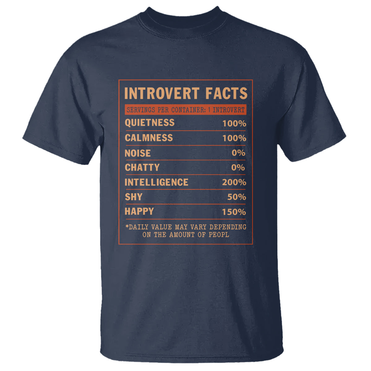 Introvert Facts T Shirt 100% Quietness Calmness Intelligence Happy - Wonder Print Shop