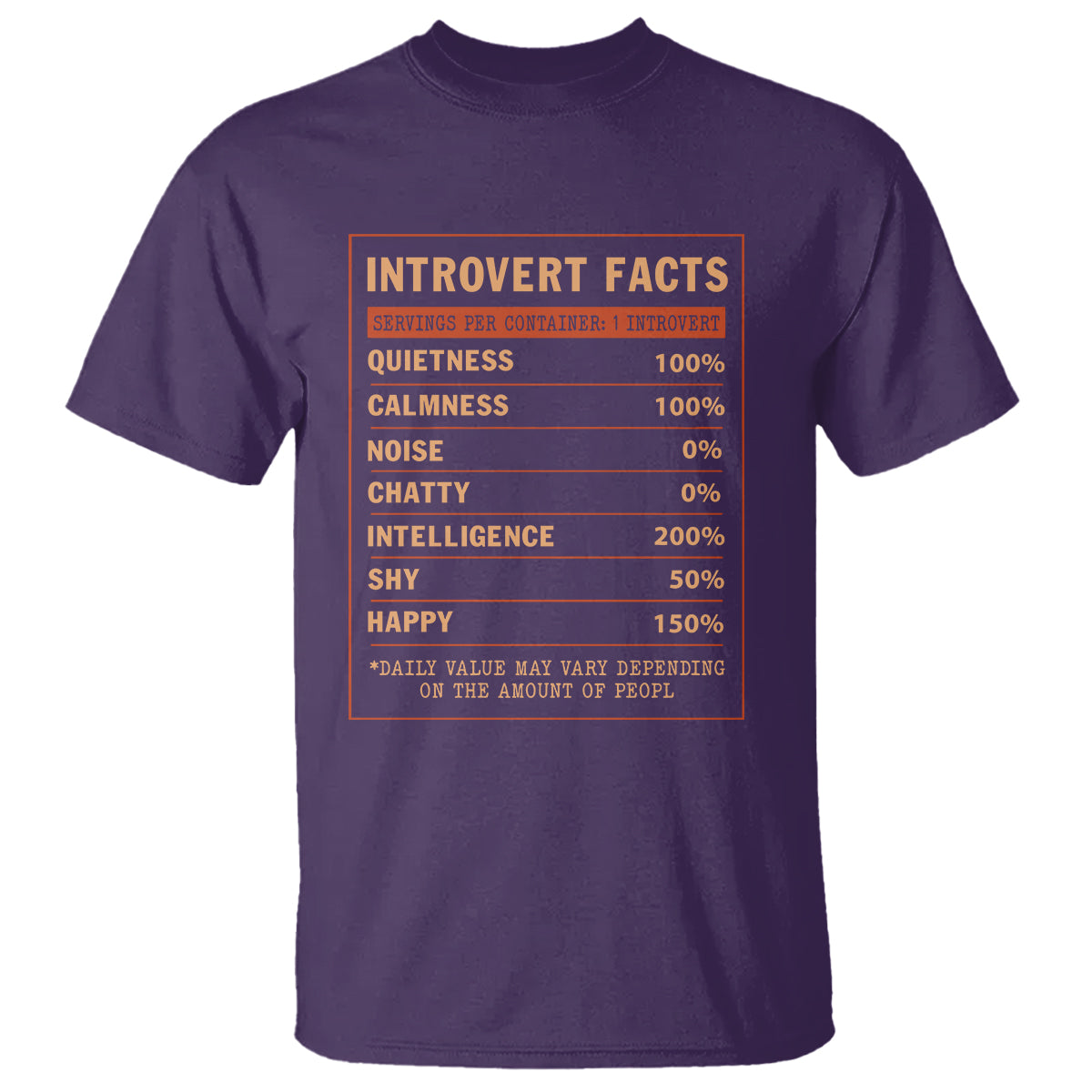 Introvert Facts T Shirt 100% Quietness Calmness Intelligence Happy - Wonder Print Shop
