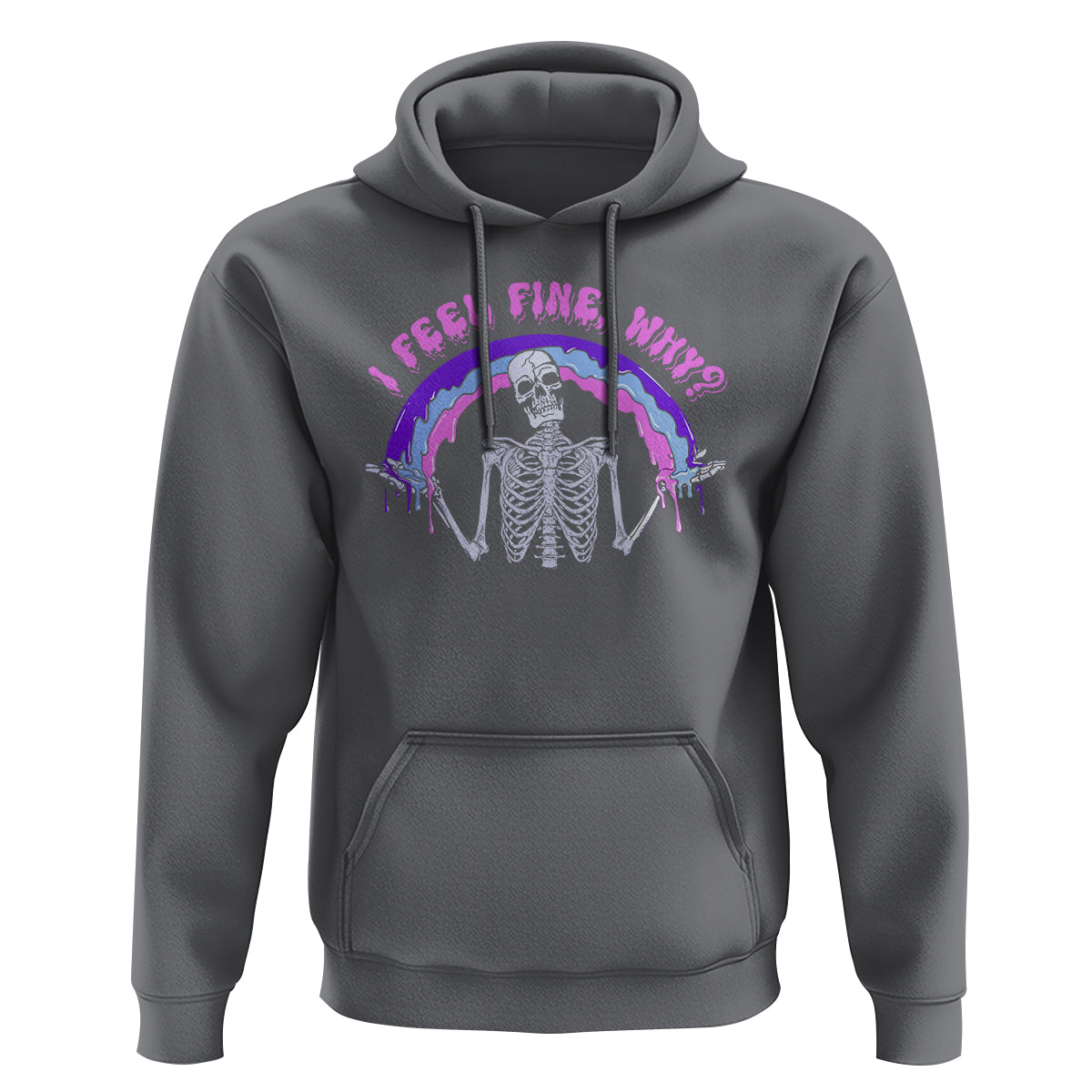 Overthinking Hoodie I Feel Fine Why Funny Skeleton - Wonder Print Shop