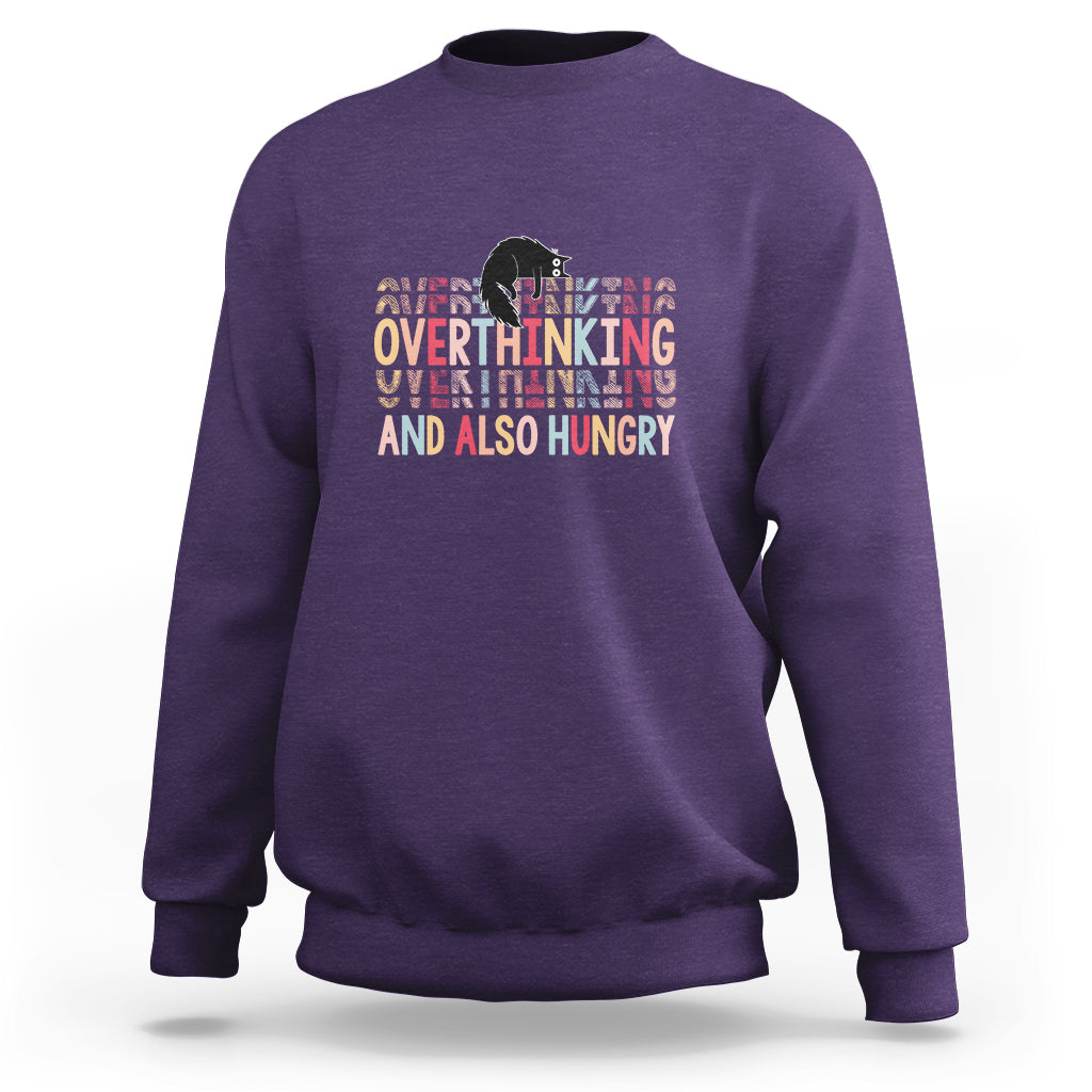 Overthinking And Also Hungry Cute Cat Sweatshirt - Wonder Print Shop