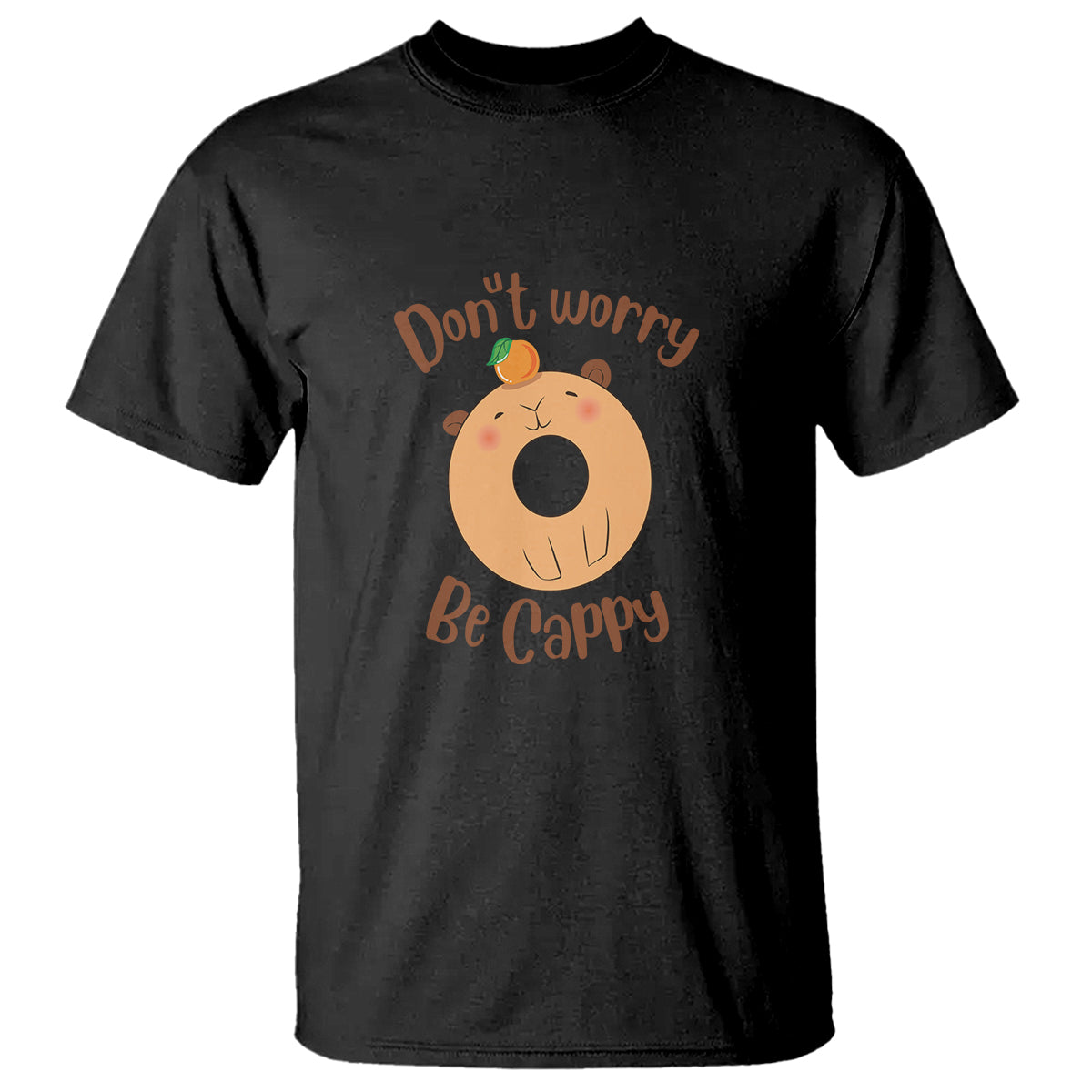 Capybara Lover T Shirt Don't Worry Be Cappy Funny Cute Donut Lover - Wonder Print Shop