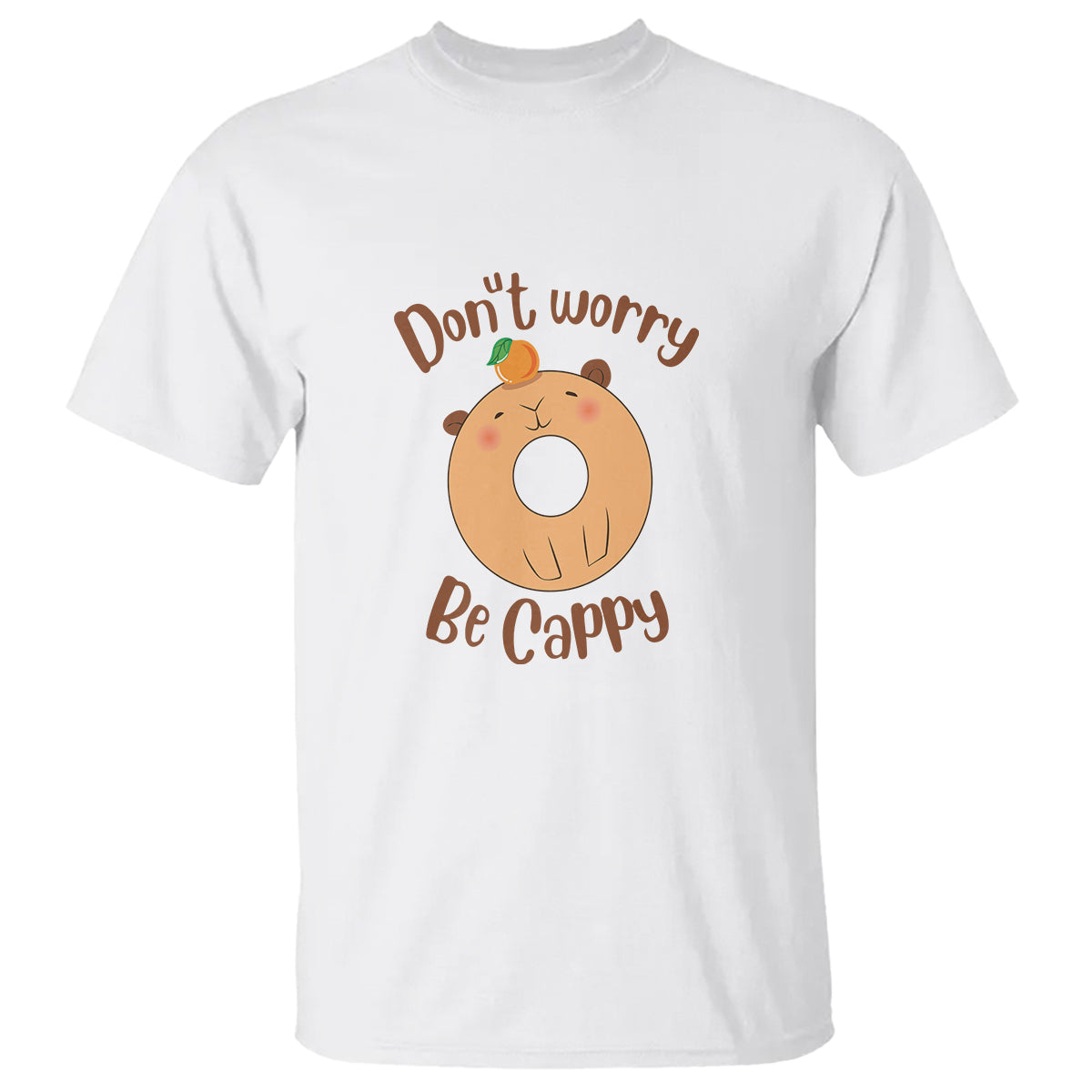 Capybara Lover T Shirt Don't Worry Be Cappy Funny Cute Donut Lover - Wonder Print Shop
