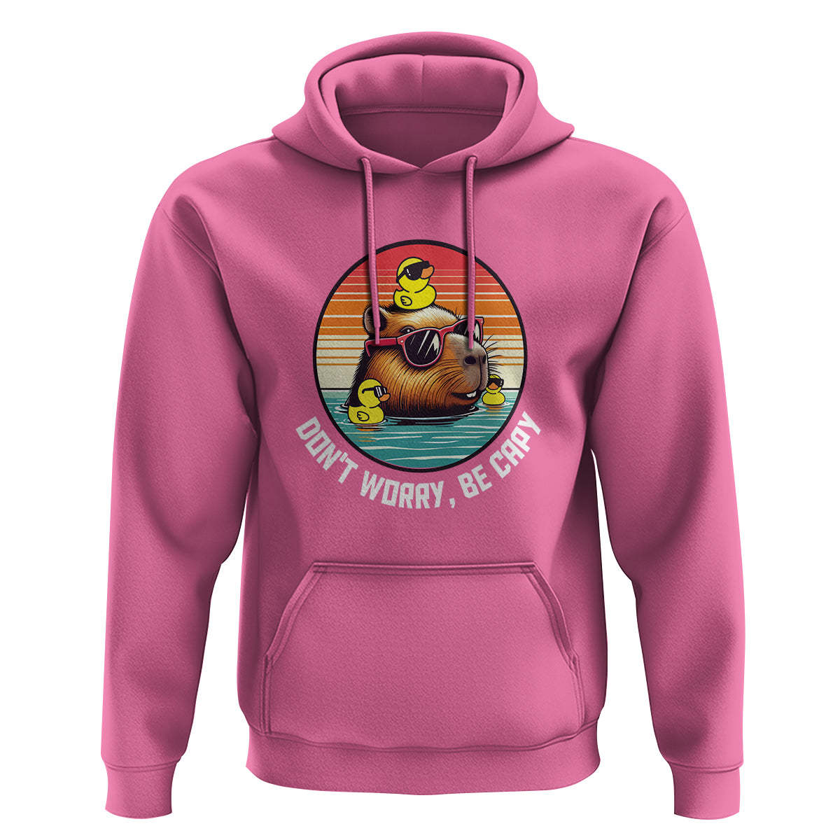Capybara Lover Hoodie Don't Worry Be Capy Retro - Wonder Print Shop