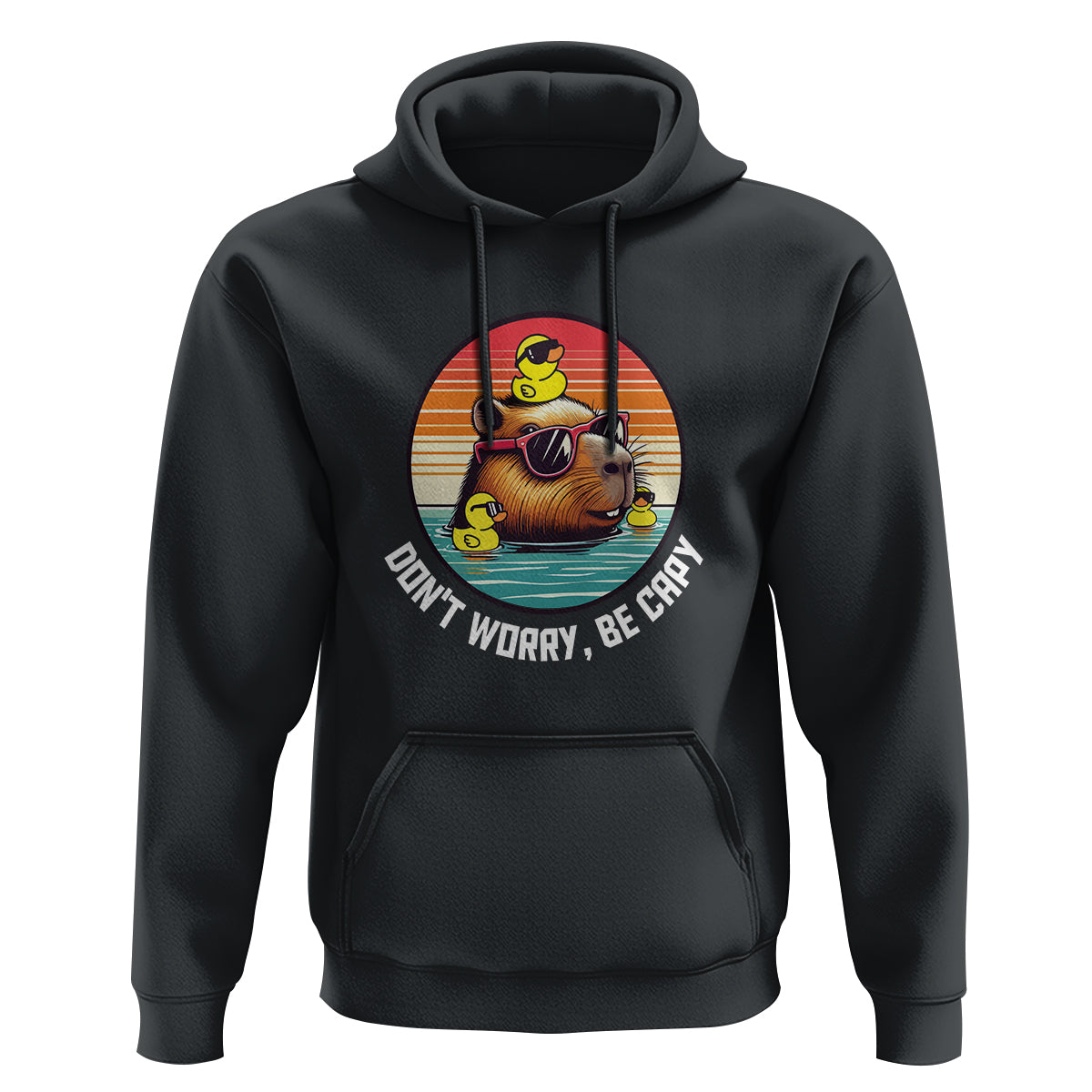 Capybara Lover Hoodie Don't Worry Be Capy Retro - Wonder Print Shop