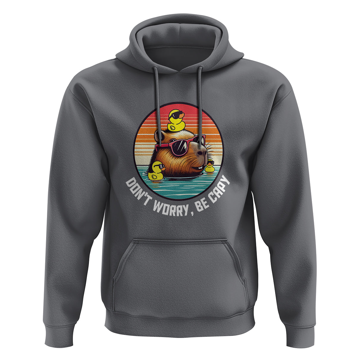 Capybara Lover Hoodie Don't Worry Be Capy Retro - Wonder Print Shop