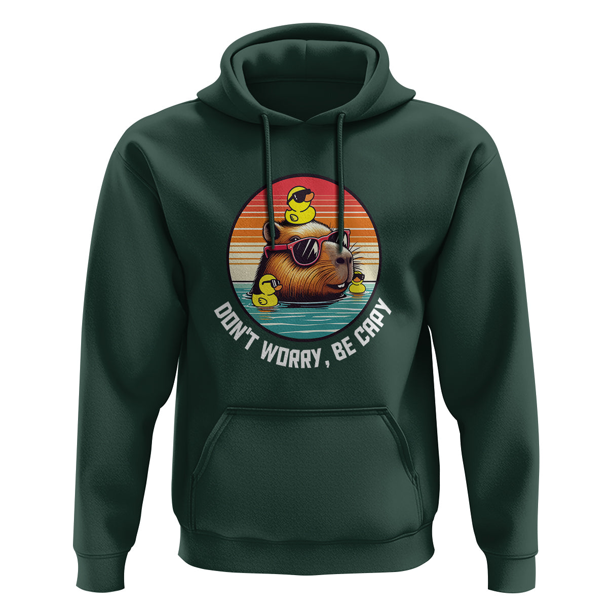 Capybara Lover Hoodie Don't Worry Be Capy Retro - Wonder Print Shop