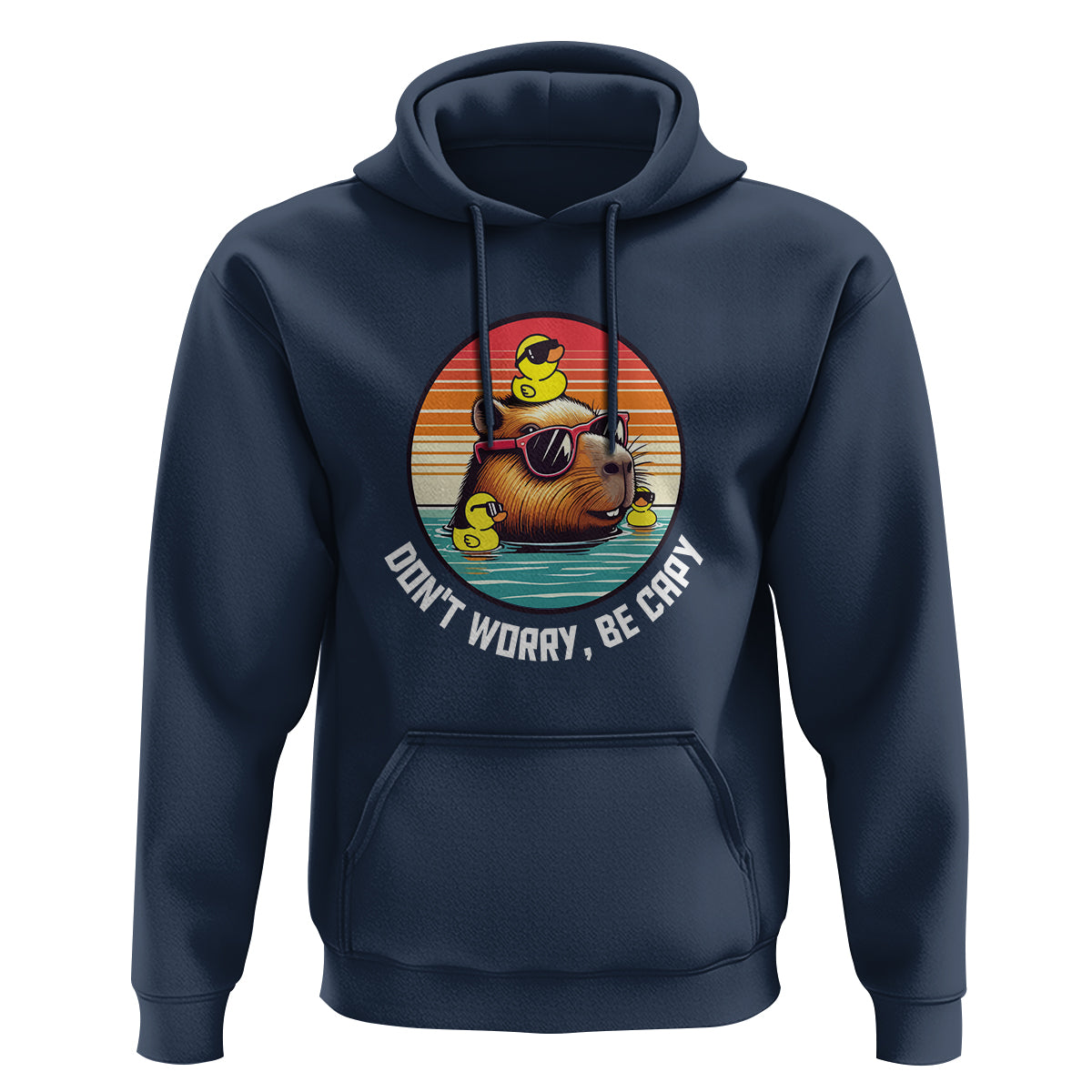 Capybara Lover Hoodie Don't Worry Be Capy Retro - Wonder Print Shop