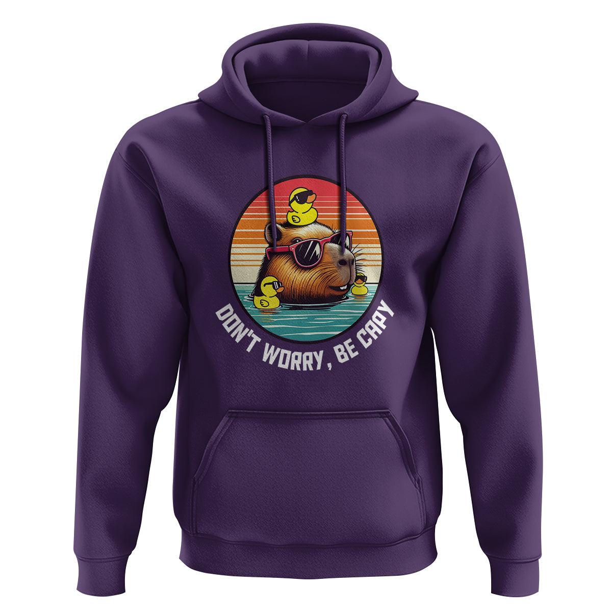Capybara Lover Hoodie Don't Worry Be Capy Retro - Wonder Print Shop