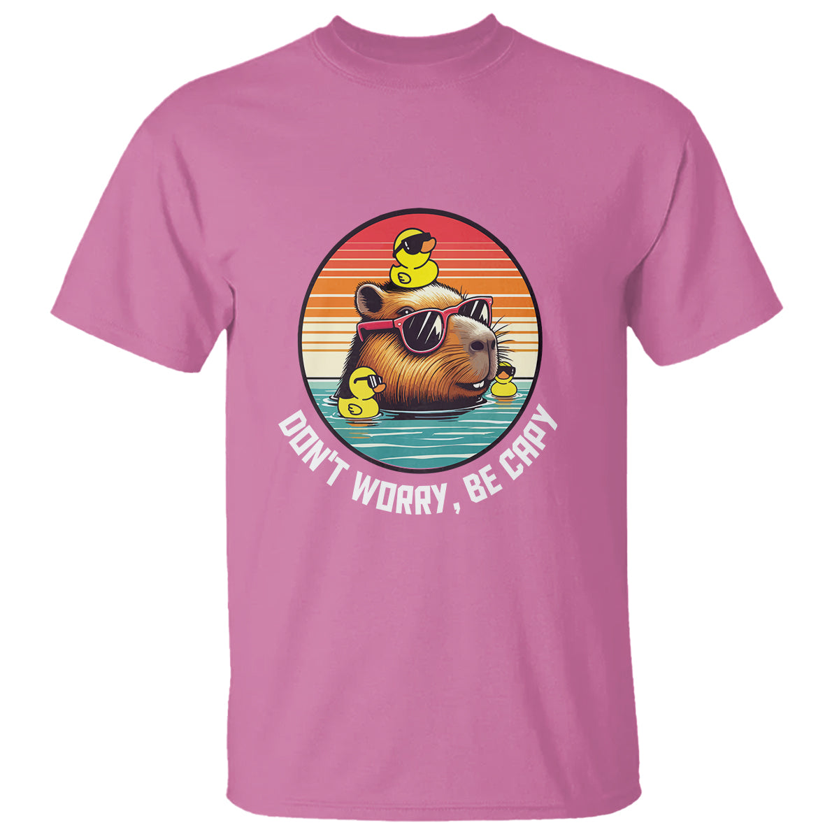 Capybara Lover T Shirt Don't Worry Be Capy Retro - Wonder Print Shop