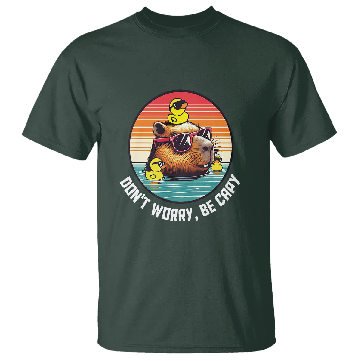 Capybara Lover T Shirt Don't Worry Be Capy Retro - Wonder Print Shop