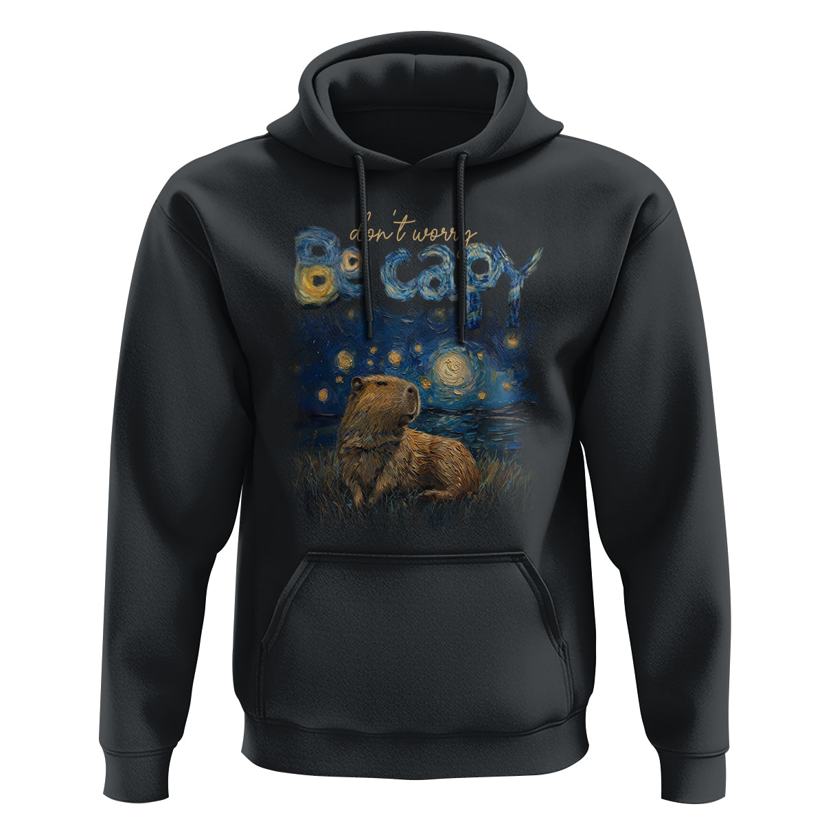 Capybara Lover Hoodie Don't Worry Be Capy Starry Night - Wonder Print Shop