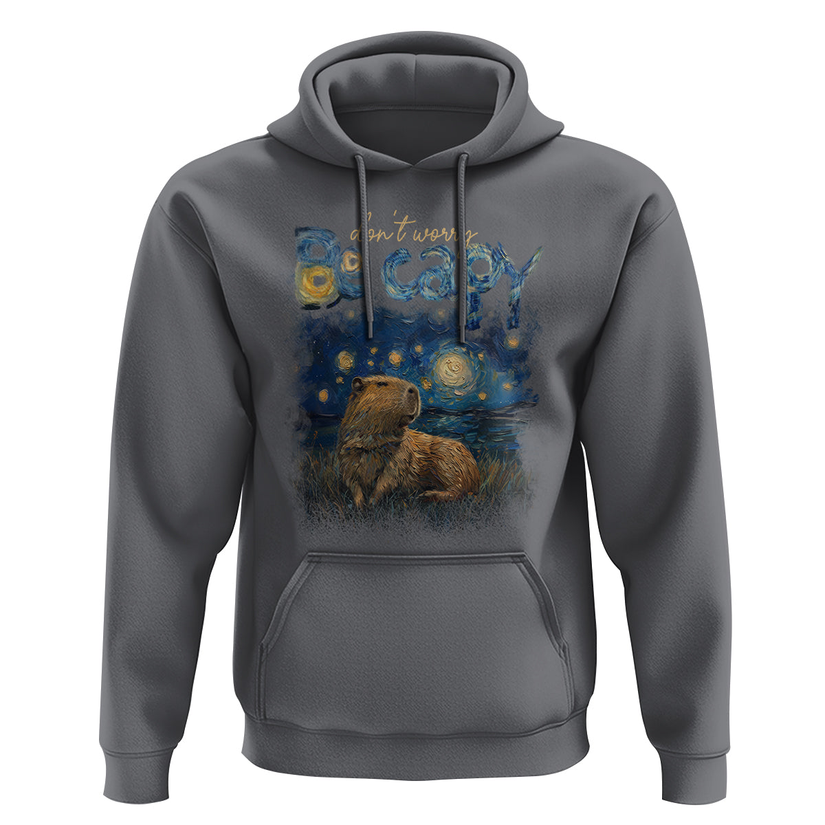 Capybara Lover Hoodie Don't Worry Be Capy Starry Night - Wonder Print Shop