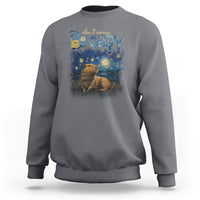 Capybara Lover Sweatshirt Don't Worry Be Capy Starry Night - Wonder Print Shop