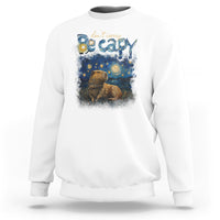 Capybara Lover Sweatshirt Don't Worry Be Capy Starry Night - Wonder Print Shop