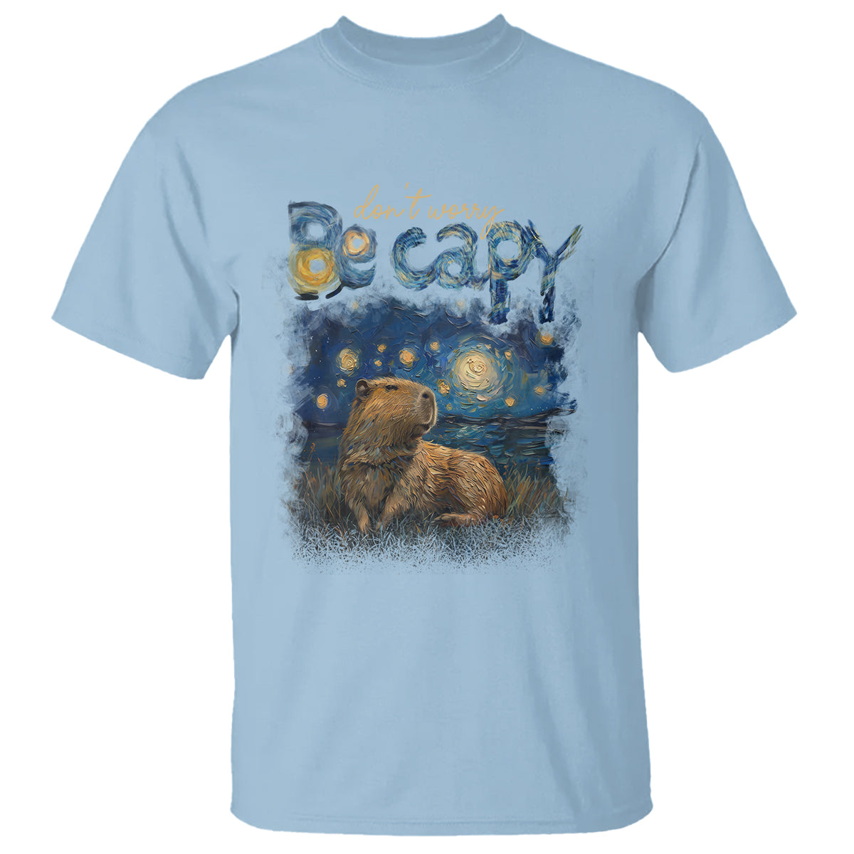 Capybara Lover T Shirt Don't Worry Be Capy Starry Night - Wonder Print Shop