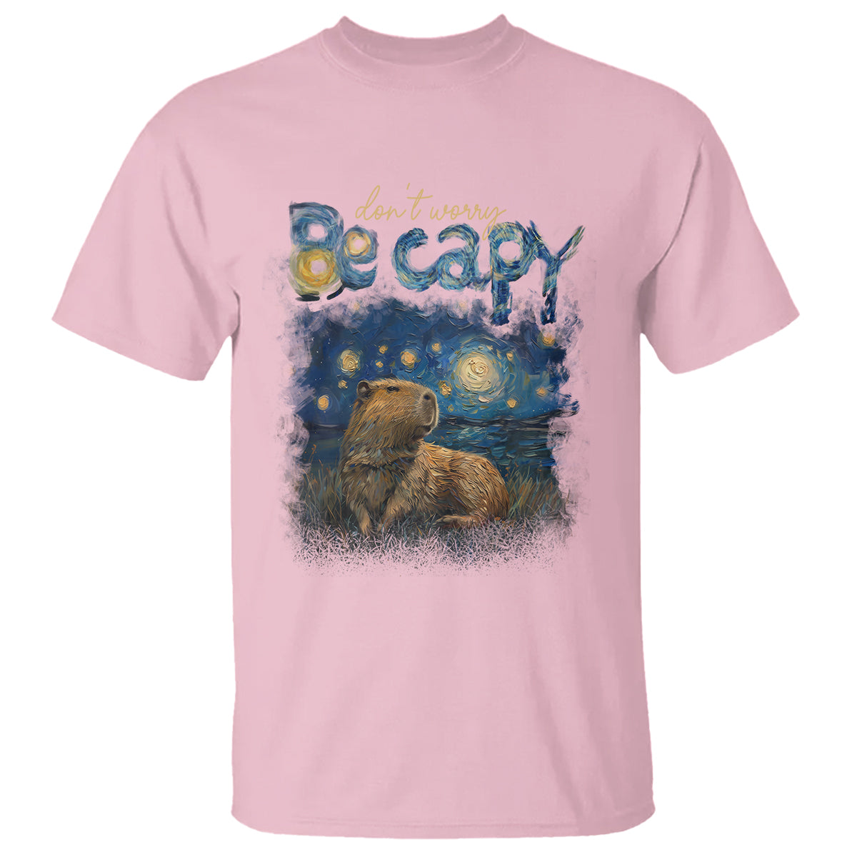Capybara Lover T Shirt Don't Worry Be Capy Starry Night - Wonder Print Shop